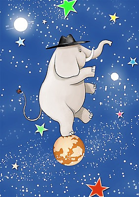 PSD 동물 모자 한마리 별 지구 일러스트 상상 코끼리 사람없음 판타지 우주 행성 은하수 국내일러스트 자연요소 1 잡화 포유류 자연 파일형식