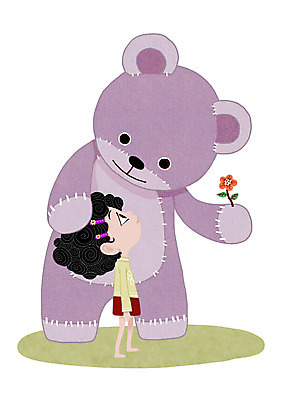 PSD 식물 여자 꽃 어린이 일러스트 상상 한명 사람 소녀 판타지 장난감 곰인형 여자만 여자한명만 어린이만 소녀만 소녀한명만 국내일러스트 1 인형 파일형식