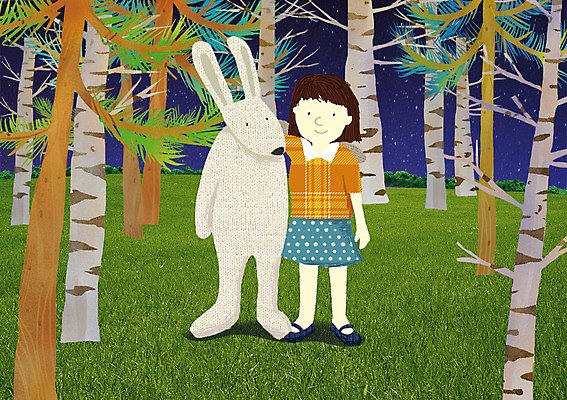 PSD 나무 식물 동물 편집이미지 여자 어린이 상상 어깨동무 한명 사람 소녀 잔디 야외 판타지 토끼 야간 숲속 반려 여자만 여자한명만 어린이만 소녀만 소녀한명만 이미지편집 자연요소 1 포즈 포유류 반려동물 숲 파일형식