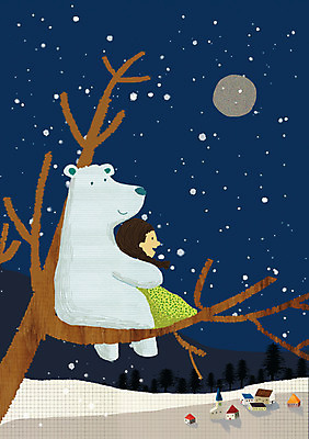 PSD 나무 동물 계절 여자 어린이 겨울 일러스트 곰 상상 밤하늘 함께함 사람 소녀 야외 판타지 마을 눈 야간 백곰 여자만 어린이만 소녀만 국내일러스트 자연요소 식물 컨셉 포유류 하늘 날씨 파일형식