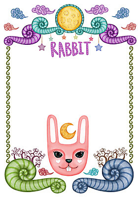 PSD 나무 동물 구름 별 백그라운드 일러스트 프레임 알림판 사람없음 귀여움 달 토끼 알림 국내일러스트 자연요소 식물 컨셉 포유류 반려동물 파일형식