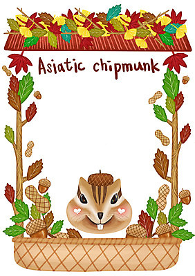 PSD 동물 백그라운드 단풍 일러스트 지붕 프레임 알림판 사람없음 바구니 귀여움 나뭇가지 알림 다람쥐 땅콩 도토리 국내일러스트 나무 컨셉 잎 견과류 설치류 파일형식