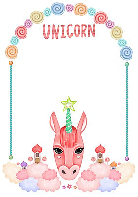 PSD 동물 구름 꽃 별 백그라운드 일러스트 프레임 알림판 사탕 사람없음 귀여움 알림 유니콘 국내일러스트 자연요소 식물 컨셉 디저트 파일형식