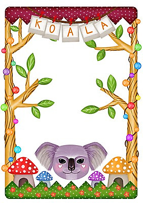 PSD 나무 동물 꽃 밧줄 백그라운드 일러스트 나뭇잎 조명 프레임 알림판 사람없음 귀여움 버섯 알림 코알라 기념사진 국내일러스트 식물 줄 컨셉 잎 포유류 파일형식