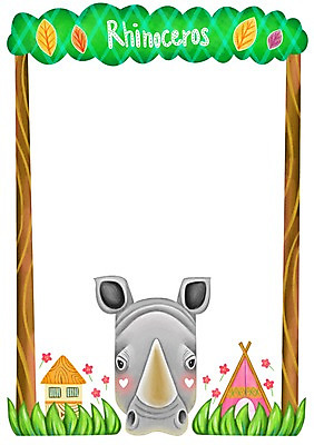 PSD 나무 동물 꽃 백그라운드 일러스트 나뭇잎 프레임 알림판 텐트 사람없음 귀여움 풀 알림 코뿔소 국내일러스트 식물 컨셉 잎 포유류 캠핑도구 파일형식