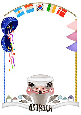 PSD 동물 백그라운드 일러스트 프레임 알림판 사람없음 귀여움 깃발 알림 깃털 천막 박 체육대회 타조 만국기 국내일러스트 컨셉 조류 국기 체육 대회 파일형식