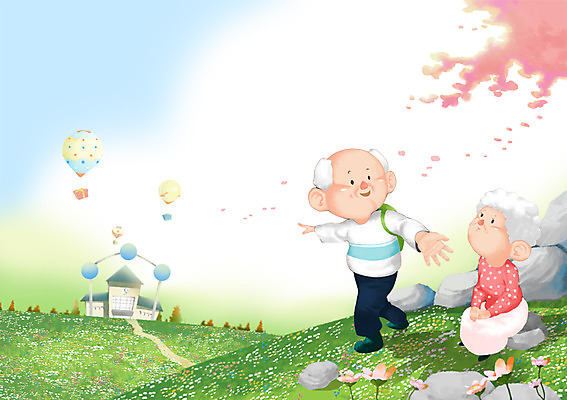 주간 PSD 여자 교육 할아버지 노년 남자 할머니 백그라운드 일러스트 학교 하늘 새출발 새로움 선물 사람 초원 야외 두명 선물상자 상자 열기구 입학 설레임 노인만 성인만 국내일러스트 자연요소 감정 컨셉 항공교통 성인 출발 파일형식