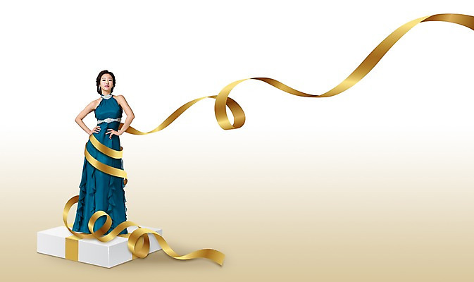 전신 PSD 편집이미지 드레스 여자 리본 컬러 백그라운드 선물 한명 서기 사람 성인 3D 한국인 금색 여자만 여자한명만 성인여자만 편집3D 1 옷 모션 동양인 디지털합성 성인만 파일형식