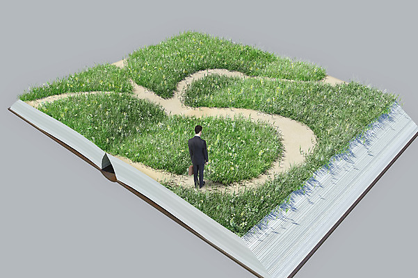 PSD 편집이미지 남자 길 한명 사람 정장 잔디 성인 책 3D 비즈니스맨 갈등 고심 남자만 남자한명만 성인남자만 성인만 이미지편집 편집3D 식물 1 옷 컨셉 비즈니스 직장인 디지털합성 파일형식