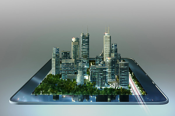 PSD 나무 편집이미지 풍경 빌딩 사람없음 태블릿 3D 고층빌딩 도시 이미지편집 편집3D 식물 건물 전자제품 스마트기기 디지털합성 파일형식