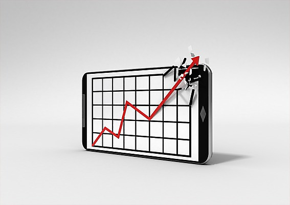 PSD 편집이미지 화살표 컬러 백그라운드 사람없음 컴퓨터그래픽 그래픽 빨간색 스마트폰 3D소스 3D 주식 상승 편집3D 컨셉 금융 핸드폰 스마트기기 디지털합성 파일형식