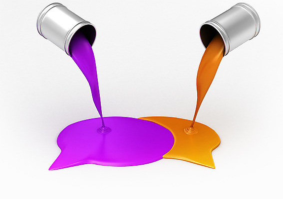 PSD 편집이미지 컬러 백그라운드 말풍선 사람없음 컴퓨터그래픽 그래픽 3D소스 3D 보라색 주황색 물감 표현 떨어짐 페인트통 편집3D 컨셉 통 페인트 미술도구 디지털합성 파일형식