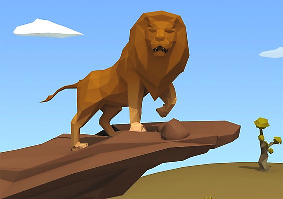 PSD 나무 식물 동물 구름 편집이미지 한마리 백그라운드 하늘 사람없음 컴퓨터그래픽 그래픽 3D소스 3D 사막 돌_바위 바위 사자 숫사자 편집3D 자연요소 1 포유류 디지털합성 수컷 파일형식