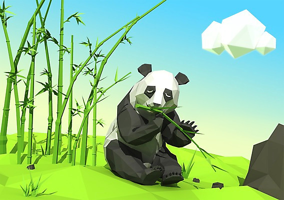 PSD 식물 동물 구름 편집이미지 한마리 백그라운드 하늘 잔디 사람없음 컴퓨터그래픽 그래픽 3D소스 3D 판다 대나무 편집3D 자연요소 나무 1 곰 디지털합성 파일형식