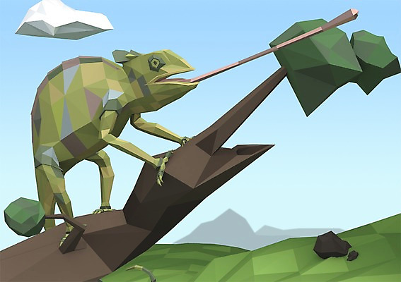 PSD 나무 식물 동물 구름 편집이미지 한마리 백그라운드 파충류 하늘 잔디 사람없음 컴퓨터그래픽 그래픽 3D소스 3D 카멜레온 편집3D 자연요소 1 디지털합성 파일형식