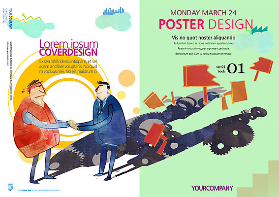 PSD 템플릿 편집 표지디자인 북디자인 남자 포스터 리플렛 백그라운드 북커버 노동자 악수 사람 정장 팜플렛 성인 두명 톱니바퀴 화합 노사화합 남자만 성인남자만 성인만 이미지템플릿 직업 옷 비즈니스 손짓 파일형식