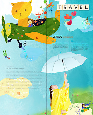 PSD 서양인 외국인 동물 백인 템플릿 편집 표지디자인 북디자인 출판디자인 여자 어린이교육 교육 내지 어린이 리플렛 여행 백그라운드 2단접지 북커버 우산 상상 비행기 들기 사람 소녀 팜플렛 여러명 상반신 블록 하트 우비 여자만 어린이만 소녀만 이미지템플릿 모양 옷 다수 항공교통 모션 대중교통 인종 파일형식