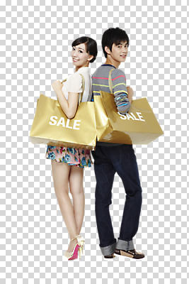 외국인 편집 편집이미지 커플 여자 남자 2011년중국 사람 동양인 이벤트 20대 성인 두명 쇼핑 쇼핑백 중국인 세일 PNG 청년만 성인만 편집소스 해외기획촬영 가방 관계 인종 청년 파일형식
