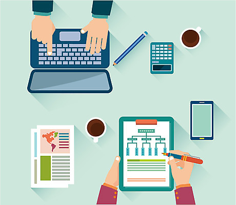 손 커피 일러스트 회의 정보기술 사람 두명 신체부위 노트북 스마트폰 계산기 플랫 문서 서류판 국내일러스트 AI파일 음료 비즈니스 문구용품 기술 전자제품 핸드폰 스마트기기 사무용품 장비 파일형식 벡터