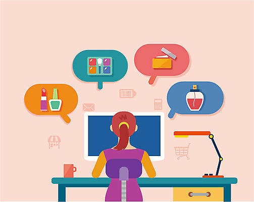 여자 컬러 말풍선 일러스트 탁자 정보기술 한명 사람 컴퓨터 컬러풀 화장품 스탠드 웹서핑 서핑 플랫 향수 매니큐어 여자만 여자한명만 국내일러스트 AI파일 1 가구 조명 기술 전자제품 뷰티 수상스포츠 파일형식 벡터