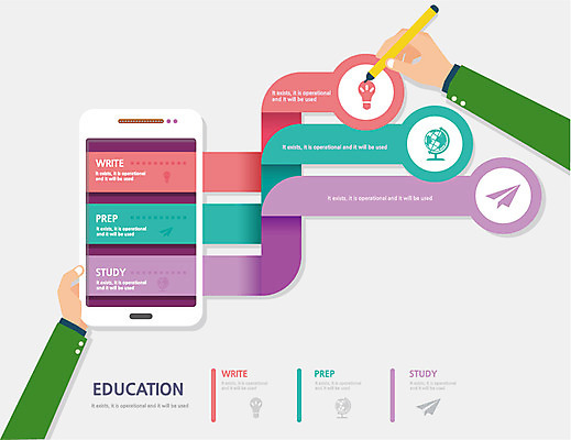 손 교육 컬러 일러스트 전구 통계 아이디어 한명 사람 신체부위 스마트폰 컬러풀 펜 지구본 자료 인포그래픽 종이비행기 국내일러스트 AI파일 1 컨셉 핸드폰 스마트기기 필기구 종이접기 파일형식 벡터