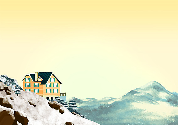 주간 PSD 계절 백그라운드 겨울 일러스트 자연 산 풍경 사람없음 야외 건물 돌_바위 바위 눈 별장 언덕 겨울배경 국내일러스트 자연요소 건축물 날씨 주택 생태계 파일형식