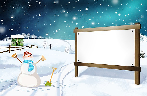 PSD 편집 편집이미지 겨울 눈사람 주택 프레임 알림판 풍경 이벤트 사람없음 원근감 정보 눈 야간 이미지편집 자연요소 계절 뷰포인트 날씨 건물 파일형식