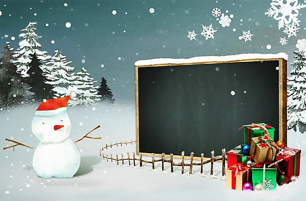 PSD 편집 편집이미지 계절 겨울 눈사람 프레임 알림판 선물 풍경 이벤트 사람없음 선물상자 원근감 정보 눈 숲 알림 이미지편집 자연요소 뷰포인트 날씨 상자 파일형식