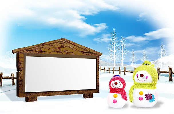 PSD 편집 편집이미지 계절 겨울 눈사람 프레임 알림판 풍경 이벤트 사람없음 원근감 정보 눈 알림 이미지편집 자연요소 뷰포인트 날씨 파일형식