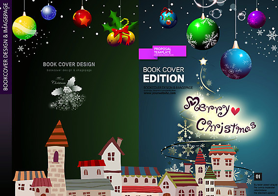 PSD 템플릿 편집 표지디자인 북디자인 리플렛 크리스마스 북커버 주택 팜플렛 사람없음 장식 크리스마스트리 마을 눈송이 잡지 표지샘플 이미지템플릿 기념일 눈_날씨 건물 간행물 파일형식