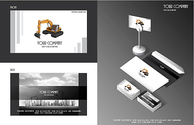 템플릿 디자인 건축 카드템플릿 명함 명함템플릿 영업 공사 사람없음 세트 견본 중장비 포크레인 이미지템플릿 AI파일 카드프레임 비즈니스 카드_감사 프레임 건설업 산업장비 파일형식 벡터
