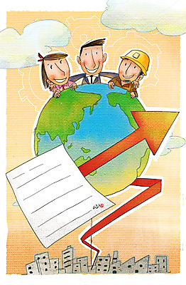 PSD 여자 남자 화살표 종이 지구 일러스트 비즈니스 어깨동무 노동자 사람 정장 빌딩 성인 세명 경제 글로벌 지구본 성장 비즈니스맨 안전모 화합 노사화합 국내일러스트 직업 옷 포즈 건물 직장인 헬멧 안전장비 파일형식