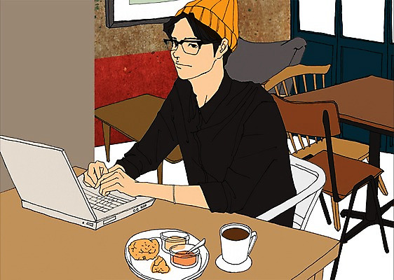 PSD 라이프스타일 남자 음식 빵 맨라이프 의자 일러스트 탁자 실내 한명 사람 상반신 성인 컵 노트북 카페 브런치 비니 안식처 남자만 남자한명만 성인남자만 성인만 혼족 국내일러스트 모자_잡화 1 식기 가구 휴식 내부 생활 전자제품 상점 식사 싱글라이프 파일형식