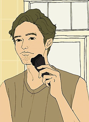 PSD 라이프스타일 남자 맨라이프 일러스트 창문 실내 한명 사람 상반신 성인 면도 면도기 위생관리 남자만 남자한명만 성인남자만 성인만 국내일러스트 1 모션 관리 내부 생활 위생용품 파일형식