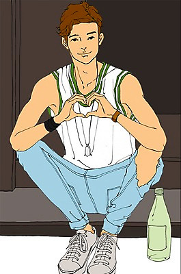 전신 PSD 라이프스타일 남자 맨라이프 일러스트 한명 사람 앉기 성인 하트 병 애정표현 남자만 남자한명만 성인남자만 성인만 국내일러스트 모양 1 식기 모션 생활 표현 파일형식