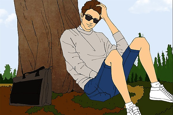 주간 전신 PSD 나무 라이프스타일 남자 여유 맨라이프 가방 일러스트 휴식 한명 사람 앉기 성인 야외 선글라스 남자만 남자한명만 성인남자만 성인만 국내일러스트 자연요소 식물 1 잡화 감정 안경 컨셉 모션 생활 파일형식