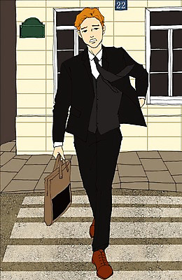 주간 전신 PSD 라이프스타일 남자 맨라이프 서류가방 일러스트 한명 사람 정장 성인 야외 건물 직장인 횡단보도 지각 남자만 남자한명만 성인남자만 성인만 국내일러스트 자연요소 직업 1 건축물 옷 가방 생활 보행로 파일형식