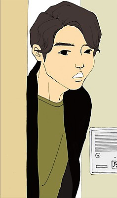 PSD 라이프스타일 남자 맨라이프 일러스트 실내 한명 사람 상반신 성인 문 초인종 남자만 남자한명만 성인남자만 성인만 국내일러스트 1 내부 생활 종 파일형식