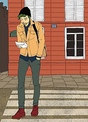 주간 전신 PSD 라이프스타일 남자 맨라이프 일러스트 거리 한명 서기 사람 성인 야외 건물 책 독서 걷기 횡단보도 남자만 남자한명만 성인남자만 성인만 국내일러스트 자연요소 1 건축물 모션 생활 보행로 파일형식