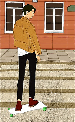 주간 전신 PSD 라이프스타일 남자 맨라이프 일러스트 거리 한명 사람 성인 야외 건물 스케이트보드 횡단보도 승차 남자만 남자한명만 성인남자만 성인만 국내일러스트 자연요소 1 건축물 모션 생활 보드_스포츠 보행로 파일형식