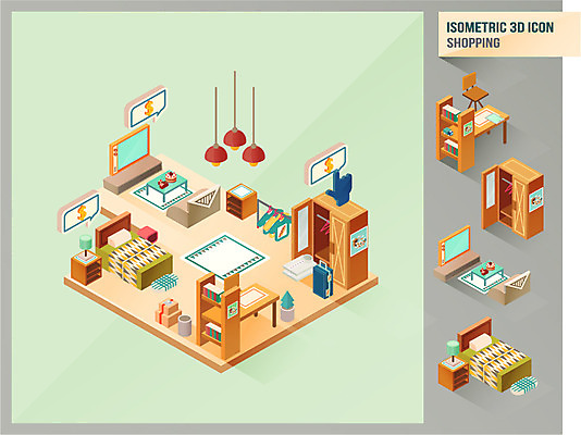 화분 가구 일러스트 조명 사람없음 쇼핑 인테리어 상자 소파 텔레비전 카펫 쓰레기통 침대 스탠드 장롱 책상 분석 아이소메트릭 국내일러스트 AI파일 디자인 생활용품 컨셉 의자 전자제품 파일형식 벡터
