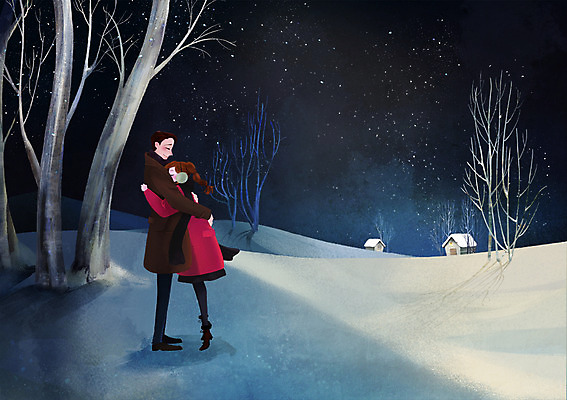 전신 PSD 나무 우먼라이프 라이프스타일 커플 계절 여자 남자 백그라운드 겨울 일러스트 포옹 밤하늘 사랑 서기 사람 성인 야외 두명 눈 야간 성인만 겨울배경 국내일러스트 자연요소 식물 감정 관계 안기 모션 하늘 날씨 생활 파일형식