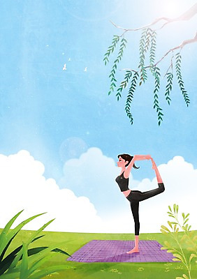 주간 전신 PSD 우먼라이프 라이프스타일 여자 백그라운드 일러스트 요가 자연 한명 사람 성인 취미 야외 운동 스트레칭 매트 여자만 여자한명만 성인여자만 성인만 국내일러스트 자연요소 1 웰빙 건강 생활 생태계 파일형식