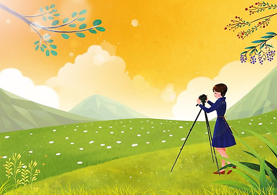 주간 전신 PSD 우먼라이프 라이프스타일 계절 여자 백그라운드 일러스트 자연 산 한명 서기 사람 풍경 잔디 성인 취미 야외 카메라 사진촬영 봄 삼각대 여자만 여자한명만 성인여자만 성인만 봄배경 국내일러스트 자연요소 식물 1 모션 생활 전자제품 촬영 생태계 파일형식