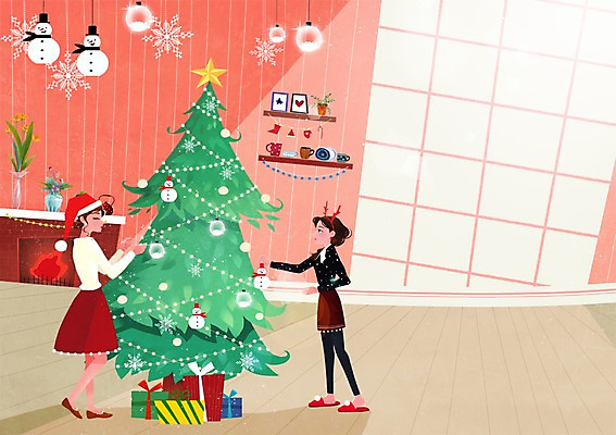 전신 PSD 우먼라이프 라이프스타일 계절 여자 화분 백그라운드 크리스마스 겨울 일러스트 산타모자 창문 눈사람 집안 선반 실내 선물 서기 사람 성인 두명 장식 햇빛 크리스마스트리 벽난로 여자만 성인여자만 성인만 겨울배경 국내일러스트 모자_잡화 기념일 가구 모션 내부 생활 태양 파일형식