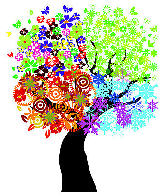 EPS 해외이미지 나무 꽃 일러스트 추상 눈꽃 사람없음 컬러풀 해외202004 해외일러스트 식물 컬러 무늬 눈_날씨 파일형식 벡터 이미지허브