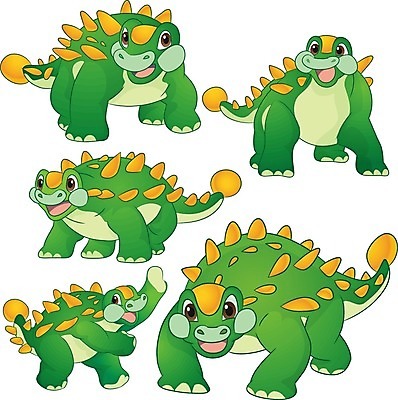 EPS 해외이미지 동물 캐릭터 포즈 일러스트 사람없음 초록색 공룡 쥬라기 해외202004 안킬로사우루스 해외일러스트 일러캐릭터 컬러 파충류 파일형식 벡터 이미지허브