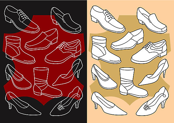 EPS 해외이미지 구두 신발 일러스트 부츠 유행 가죽 윤곽 고립 소가죽 해외202004 해외일러스트 파일형식 벡터 이미지허브