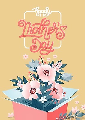 EPS 해외이미지 꽃 백그라운드 일러스트 캘리그라피 사람없음 상자 어머니의날 해외202004 해외일러스트 식물 기념일 미국문화 파일형식 벡터 이미지허브