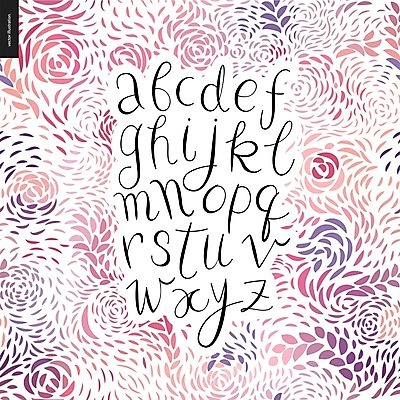 EPS 해외이미지 알파벳 영어 꽃 분홍색 백그라운드 일러스트 캘리그라피 사람없음 해외202004 해외일러스트 식물 문자 컬러 파일형식 벡터 이미지허브